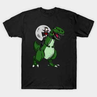 Vampire Riding T-Rex Dinosaur Zombie Halloween T-Shirt